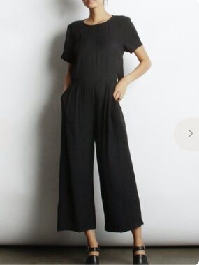 Mod Ref Kai Jumper Black Short-Sleeve Wide-Leg Gauzy Jumpsuit Large